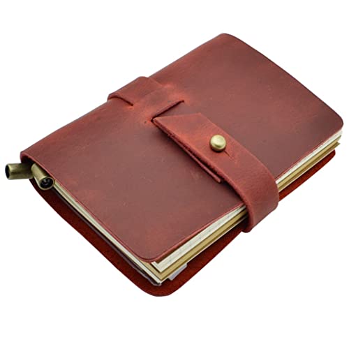 HCZKIUJY Handgefertigtes Notizbuch mit Ledereinband, Mini-Reisetagebuch, zum Notizen Machen, Notizbuch für Business, Schule, Büro, Vintage-Schreibwaren (B) von HCZKIUJY