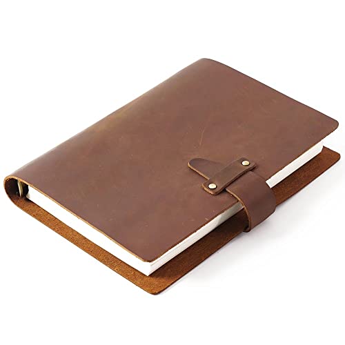 HCZKIUJY Lederring-Notizbuch, A5, Spiraltagebuch, Messingbinder, Tagebuch, Skizze, Agenda, Planer, Schreibwaren (A, Einheitsgröße) von HCZKIUJY