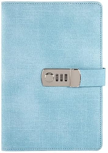 HCZKIUJY Passwort Notizbuch A5 Retro mit Schloss Notizbücher Denim Schloss Tagebuch Reisenden Notizblock Journal Planer von HCZKIUJY
