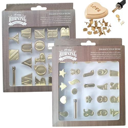 51pcs Holzverbrennungsset, Messingholz Brennbuchstaben kreatives DIY/Schnitzgerät Dekorative Buchstaben für die Prägefahrzeugherstellung Kit von HDBHSBE