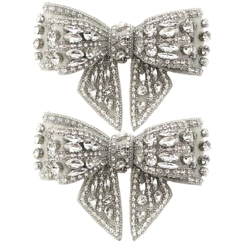 Bow Patch 2pcs Kristall Strassbeule DIY Dekorative Applikationen 4.3x3.1in Dekor für Schuhe Socken Hüte Kleidung Friseur Frisur Patch von HDBHSBE