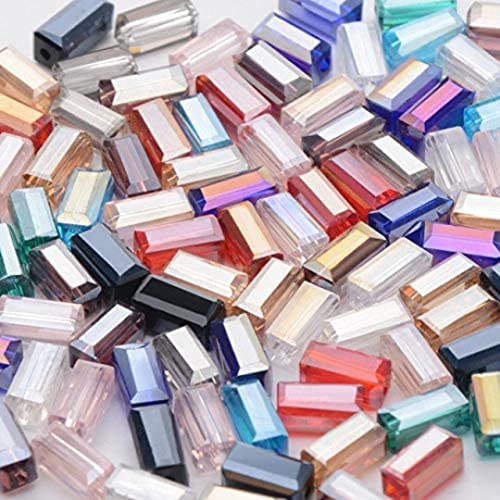 Calvas Rechteck österreichische Kristallperlen 100pcs Langquadratische Glas -Glas -Perlen für Schmuck Armband DIY - (Farbe: gemischte Farbe) 5 * 8mm von HDBHSBE