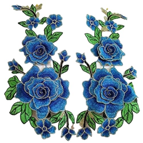 Rose Applique Nähen Sie Blumenflecken DIY Stickzubehör für Kleiderbeutel 29x15 cm 1Pair Applique Patches von HDBHSBE