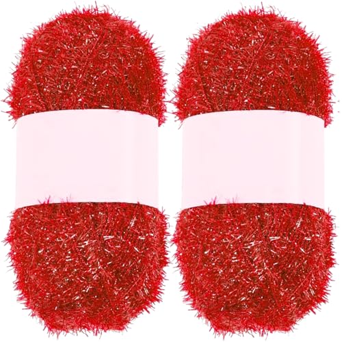 Sparkle Garn 2pcs Schnelltrocknentrockner Polyester-Glitzergarn für Geschirrtücher weiche und komfortable Truboo für Geschirrtücher, Peelingwaschlappen, Häkel- und Strickartikel, rot, rot Sparkle Garn 2pcs Schnelltrocknentrockner Polyester-Glitzergarn für Geschirrtücher weiche und komfortable Truboo für Geschirrtücher, Peelingwaschlappen, Häkel- und Strickartikel, rot, rot von HDBHSBE