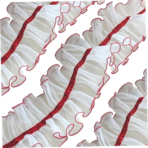 Spitzenband 118-Zoll-Falten-Spitzenverkleidung weiß und rot 4 Zoll breites Trimmen zum Nähen weicher hautfreundlicher Organza für Hochzeitskleid, Unterwäsche, Socken, Tischdeckenstoffe von Yard Spitzenband 118-Zoll-Falten-Spitzenverkleidung weiß und rot 4 Zoll breites Trimmen zum Nähen weicher hautfreundlicher Organza für Hochzeitskleid, Unterwäsche, Socken, Tischdeckenstoffe von Yard von HDBHSBE