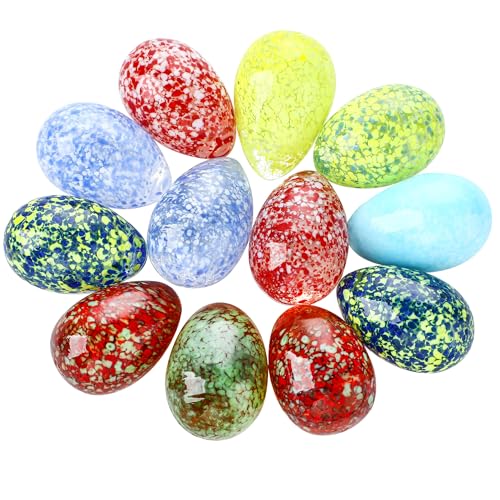 HDCRYSTALGIFTS 12 Stück Verschiedene Ostereierfiguren aus mundgeblasenem Glas, gesprenkelte Eier, dekorativ für selbstgemachte Osterkränze, Tafelaufsätze, Partygeschenke HDCRYSTALGIFTS 12 Stück Verschiedene Ostereierfiguren aus mundgeblasenem Glas, gesprenkelte Eier, dekorativ für selbstgemachte Osterkränze, Tafelaufsätze, Partygeschenke von HDCRYSTALGIFTS