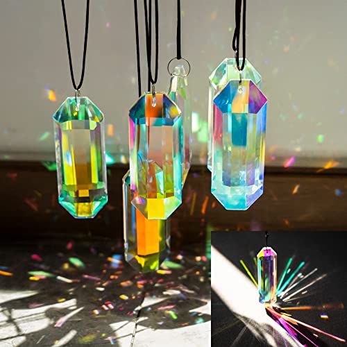 Kristall-Sonnenfänger, 7,6 cm, AB-Farbe, hängende Ornamente für Fenster, Stäbchen, Prismen-Sonnenfänger für Garten, Heimdekoration, Büro, Wohnzimmer, Fenster, Kristall, Regenbogenmacher, 6 Stück von HDCRYSTALGIFTS