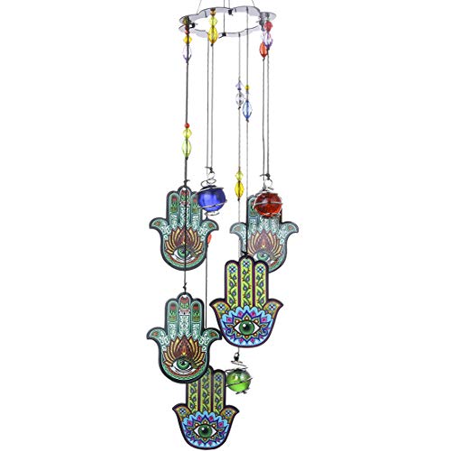 Metallische Windspiele mit Hamsa-Hand für den Außenbereich, böses Auge, Chakra, Glasperlen-Windspiel für draußen Metallische Windspiele mit Hamsa-Hand für den Außenbereich, böses Auge, Chakra, Glasperlen-Windspiel für draußen von HDCRYSTALGIFTS