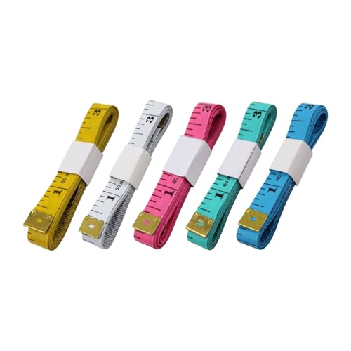 Maßband für den menschlichen Körper, 1,5 m lang x 1,3 cm breit, Taillenumfang, maßgeschneiderter Stoff, multifunktionales fünffarbiges Set, 5 Stück, 1 Packung Maßband für den menschlichen Körper, 1,5 m lang x 1,3 cm breit, Taillenumfang, maßgeschneiderter Stoff, multifunktionales fünffarbiges Set, 5 Stück, 1 Packung von HDFHDF
