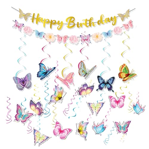 Schmetterling Hängende Wirbel Geburtstag Dekoration Party Supplies DIY Funkelnde Papierblumen Banner für Frauen Mädchen und Kinder Schmetterling Hängende Wirbel Geburtstag Dekoration Party Supplies DIY Funkelnde Papierblumen Banner für Frauen Mädchen und Kinder von HDFHDF