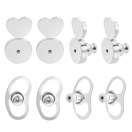 Ohrring-Verschlüsse, HDGDT Ohrring-Verschlüsse für hängende Ohren, Doppelohr-Herzform, Ersatz für Ohrstecker, 8 Stück enge Ohrringheber für schwere Ohrringe (weiß) von HDGDT