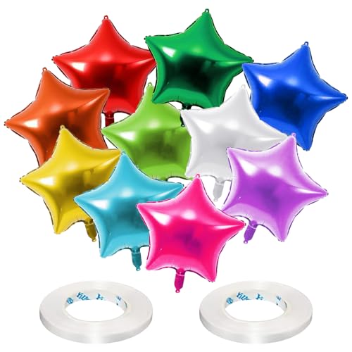 10 Stück Aluminiumfolienballons, Sternfolienballons, Helium-Geburtstagsballons, Sternfolienballons, Geburtstagsdeko Sternballons 10 Stück Aluminiumfolienballons, Sternfolienballons, Helium-Geburtstagsballons, Sternfolienballons, Geburtstagsdeko Sternballons von HDGSAFD