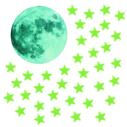 100 Stück fluoreszierende Sterne, 1 Stück fluoreszierender Mond, leuchtende Aufkleber im Dunkeln, Decke aus leuchtenden Sternen im Dunkeln, reflektierende Sternaufkleber 100 Stück fluoreszierende Sterne, 1 Stück fluoreszierender Mond, leuchtende Aufkleber im Dunkeln, Decke aus leuchtenden Sternen im Dunkeln, reflektierende Sternaufkleber von HDGSAFD