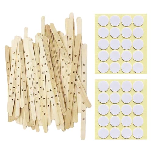 150 Kerzendochthalter Aus Holz Und 2 Dochtaufkleber, DIY-Kerzenzubehör, Werkzeuge Zur Kerzenherstellung von HDGSAFD