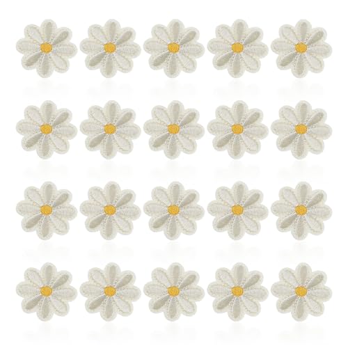 HDGSAFD 20 Stück Gänseblümchen-Aufbügler, Kinder-Aufbügler, Textil-Aufbügelflicken, Bestickte Stoffflicken, DIY-Deko-Accessoires, Eisen-Aufbügel-Transfers, Transfer, patch von HDGSAFD