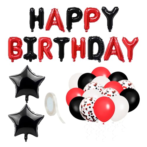 31 Stück Geburtstagsballons für Frauen, 1 Rolle Band rot Happy Birthday Banner, Happy Birthday Folienballons, Geburtstagsdeko Folienballons 31 Stück Geburtstagsballons für Frauen, 1 Rolle Band rot Happy Birthday Banner, Happy Birthday Folienballons, Geburtstagsdeko Folienballons von HDGSAFD