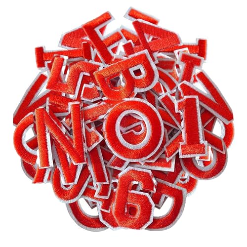 72 Stück rote Buchstaben-Stickflicken, englische Buchstaben-Stickflicken, Jeansflicken, Knieflicken, Zahlenkombinationsflicken, Jeans-Reparatur 72 Stück rote Buchstaben-Stickflicken, englische Buchstaben-Stickflicken, Jeansflicken, Knieflicken, Zahlenkombinationsflicken, Jeans-Reparatur von HDGSAFD