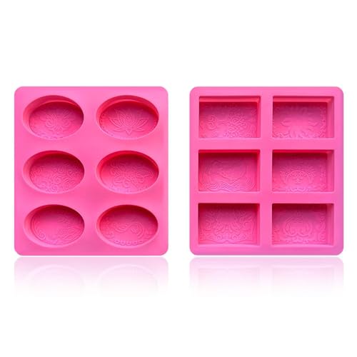 HDGSAFD 1 Stück 6-Teilige Quadratische Form Und 1 Stück 6-Teilige Ovale Form, Seifenform, Gemusterte Silikonform, Kuchenform von HDGSAFD