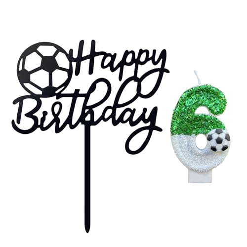 HDGSAFD 1 Stück Fußball-Kerze Nummer 6 Und 1 Stück Fußball-Alles Gute Zum Geburtstagskarte, Kreative Kerzen, Fußball-Themen-Kuchendekoration HDGSAFD 1 Stück Fußball-Kerze Nummer 6 Und 1 Stück Fußball-Alles Gute Zum Geburtstagskarte, Kreative Kerzen, Fußball-Themen-Kuchendekoration von HDGSAFD