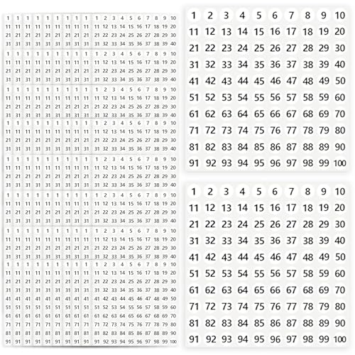 HDGSAFD 100 Blatt Zahlenaufkleber, Runde Aufkleber, Nummer 1-100 Etikettenpapier, Selbstklebende Zahlenaufkleber, Geeignet Für Büros Und Schulen von HDGSAFD