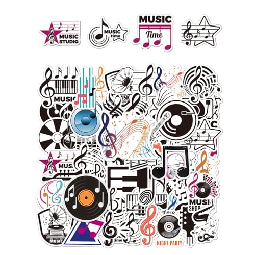 HDGSAFD 100 Musikaufkleber, Kreative Notiz-Ästhetische Aufkleber, Lustige Sammelalbum-Aufkleber, Selbstklebende Aufkleber, DIY-Gitarrenkoffer Dekorative Aufkleber. von HDGSAFD