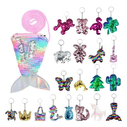 HDGSAFD 20 Stück glitzernde Schlüsselanhänger, 1 Fischschwanz-Geldbörse, Mitgebsel für Mädchen, umweltfreundliche Mitgebsel für Kinder, Partygeschenke für Erwachsene, Partygeschenke für Kinder HDGSAFD 20 Stück glitzernde Schlüsselanhänger, 1 Fischschwanz-Geldbörse, Mitgebsel für Mädchen, umweltfreundliche Mitgebsel für Kinder, Partygeschenke für Erwachsene, Partygeschenke für Kinder von HDGSAFD