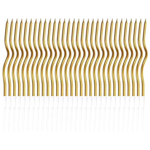 HDGSAFD 30 Stück Goldene Kurvenkerzen, Gebogene Kerzen, Kuchendekorationseinsätze, Kuchenkerzen, Kuchenzubehör HDGSAFD 30 Stück Goldene Kurvenkerzen, Gebogene Kerzen, Kuchendekorationseinsätze, Kuchenkerzen, Kuchenzubehör von HDGSAFD