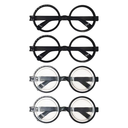 HDGSAFD 4 Stück Schwarze Runde Brille, Nerd-Brille, Lustige Retro-Brille, Show-Requisiten-Dekoration HDGSAFD 4 Stück Schwarze Runde Brille, Nerd-Brille, Lustige Retro-Brille, Show-Requisiten-Dekoration von HDGSAFD