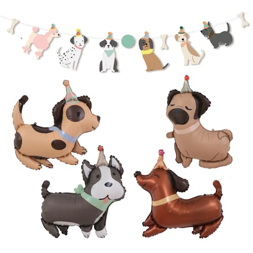 HDGSAFD 4 Stücke Hundeballons, 1 Stück Hunde Ziehen Flagge, Niedliche Cartoon -Tierballon -Bannerdekoration, Aluminiumfilmballons, Hundethema -Party -Dekoration Set. HDGSAFD 4 Stücke Hundeballons, 1 Stück Hunde Ziehen Flagge, Niedliche Cartoon -Tierballon -Bannerdekoration, Aluminiumfilmballons, Hundethema -Party -Dekoration Set. von HDGSAFD
