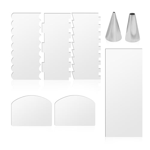 HDGSAFD 6-teiliges Kuchenschaber-Set, 2-teilige Kuchendekorationsspitze, Kuchenspatel, Kuchenschaber, Zuckergussform für Kuchen, Modellierwerkzeug, Acrylspatel HDGSAFD 6-teiliges Kuchenschaber-Set, 2-teilige Kuchendekorationsspitze, Kuchenspatel, Kuchenschaber, Zuckergussform für Kuchen, Modellierwerkzeug, Acrylspatel von HDGSAFD
