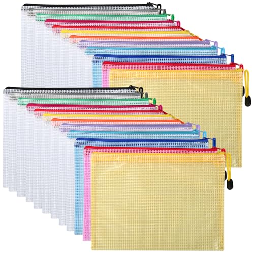 24 Stück Dokumententasche A5, 12 Farben Dokumentenmappe A5 mit Reißverschluss, Wasserdichte Dokumententasche für Rechnung, Datei, Kosmetik, Bürobedarf, Hausaufgaben und Reisezubehör 24 Stück Dokumententasche A5, 12 Farben Dokumentenmappe A5 mit Reißverschluss, Wasserdichte Dokumententasche für Rechnung, Datei, Kosmetik, Bürobedarf, Hausaufgaben und Reisezubehör von HDHGXUJRD
