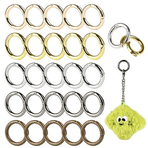 28mm Runde Karabinerhaken, 25 Stück Zinklegierung Rund Karabiner Ring, Federverschlüsse, Schlüsselring Klein für Bastelarbeiten, Taschenzubehör, SchlüSselanhänger, DIY Handwerk Machen von HDHGXUJRD