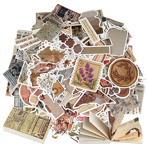 300 Stück Vintage Scrapbook Stickers, Sticker Aesthetic, Wasserdicht Vinyl Aufkleber, Sticker Set, DIY Basteln Deko für Teenager Mädchen Laptop Fahrrad Skateboard Gitarre Wasserflasche Fotoalbum von HDHGXUJRD