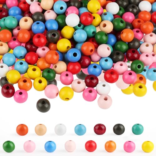 HDHGXUJRD 300 Stück Holzperlen Bunt, 12mm Holzperlen für Herstellung Kinder Armbaender Anhaenger Bunte Perlen Natur, Holzkugeln mit Loch Holzperlen zum Auffädeln für DIY Armbänder Schmuck Halsketten HDHGXUJRD 300 Stück Holzperlen Bunt, 12mm Holzperlen für Herstellung Kinder Armbaender Anhaenger Bunte Perlen Natur, Holzkugeln mit Loch Holzperlen zum Auffädeln für DIY Armbänder Schmuck Halsketten von HDHGXUJRD