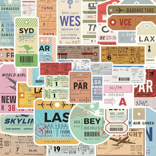 40 Stück/Packung Aufkleber der Airlines Boarding Pass-Serie, wasserdichte Vinyl-Anime-Aufkleber für Laptop, Wasserflasche, Gitarre, Reisegeschenk für Kinder, Teenager, Erwachsene, Mädchen, Jungen von HDIJDY