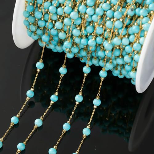 1 Meter bunte Stein-Edelstahl-Ketten mit runden Kristallperlen für Halsketten, Armbänder, DIY-Schmuckherstellung, Zubehör, Massenware, kein Verblassen, Blau 1 Meter bunte Stein-Edelstahl-Ketten mit runden Kristallperlen für Halsketten, Armbänder, DIY-Schmuckherstellung, Zubehör, Massenware, kein Verblassen, Blau von HDJSDB