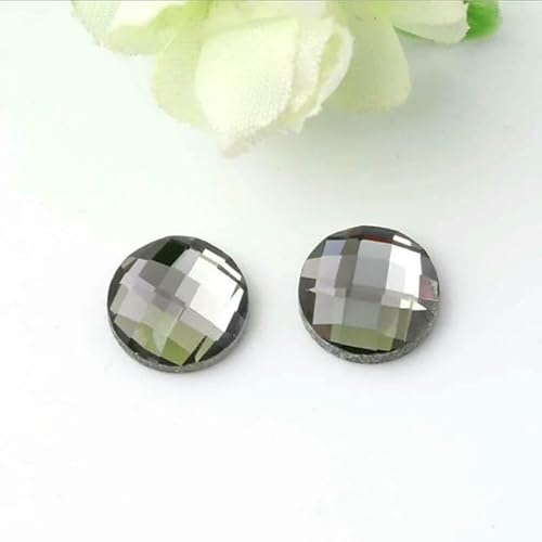 1 Packung runder Glas-Cabochon mit flacher Rückseite, 6/8/10/12/14/16/18/20 mm, mehrfarbiger Kristall-Cabochon, Kamee zur Herstellung von DIY-Anhängern und Schmuck, Grau, 12 mm, 50 Stück von HDJSDB