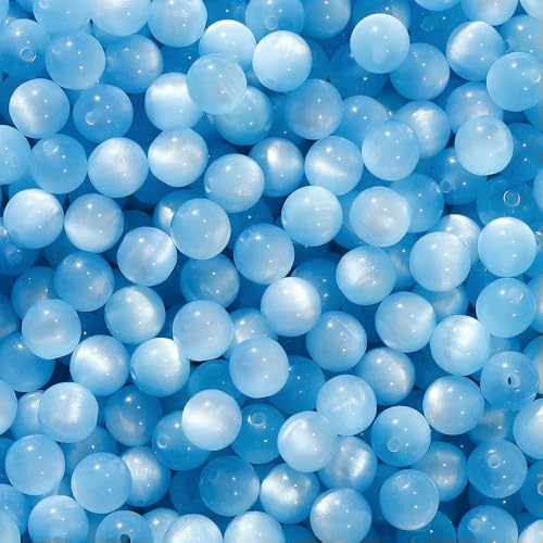 10/20 Stück 8/10/12 mm bunte runde Harzperlen lose Abstandsperlen für die Schmuckherstellung DIY handgefertigte Armbänder Halskettenzubehör-blau-10 mm x 10 Stück von HDJSDB