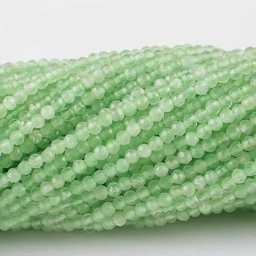 10 Stränge/Los Neue Katzenaugen-Kristallperlen, facettierte lose Glasperlen zur Schmuckherstellung, DIY-Armband, Halskette, Ohrringe, Seeschaumgrün, 3,0 mm (1150 Stück) von HDJSDB