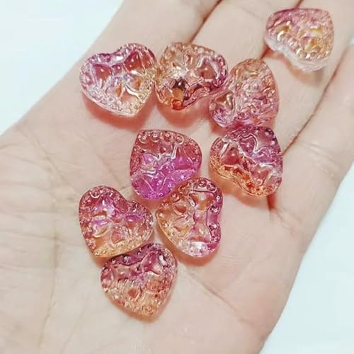 10 Stück/Los, 15 mm, Herz-Lampwork-Perlen, tschechisches Glas, lose Abstandsperlen für die Schmuckherstellung, handgefertigtes DIY-Armband, Halskettenzubehör, 4–15 mm (10 Stück) von HDJSDB