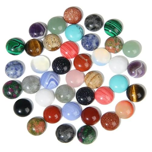10 Stück/Los, runder Stein, 4/6/8/10/12/14,0 mm, natürlicher Tigerauge-Labradorit-Jaspis, Kamee, passend für DIY-Ringe, Halsketten, Handarbeiten, Farbe: 8 mm von HDJSDB