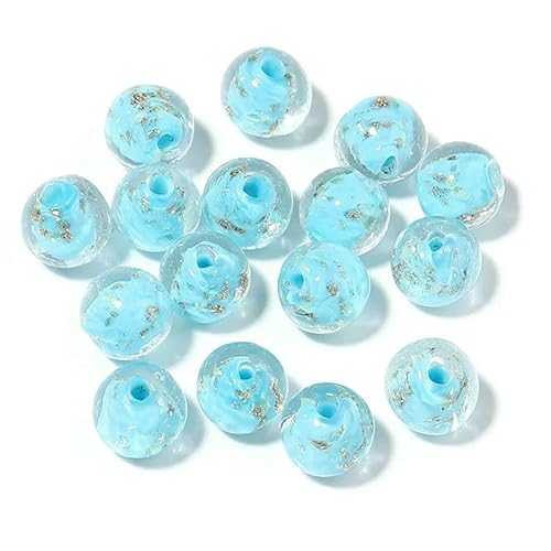 10 Stück/Los 8 mm Lampwork-Glasperlen, bunte leuchtende Glas-Abstandshalter, runde Perlen für die Schmuckherstellung, DIY-Armband, Halskettenzubehör, Hellblau von HDJSDB