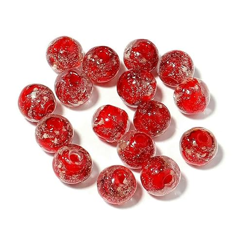10 Stück/Los 8 mm Lampwork-Glasperlen, bunte leuchtende Glas-Abstandshalter, runde Perlen für die Schmuckherstellung, DIY-Armband, Halskettenzubehör, Rot von HDJSDB