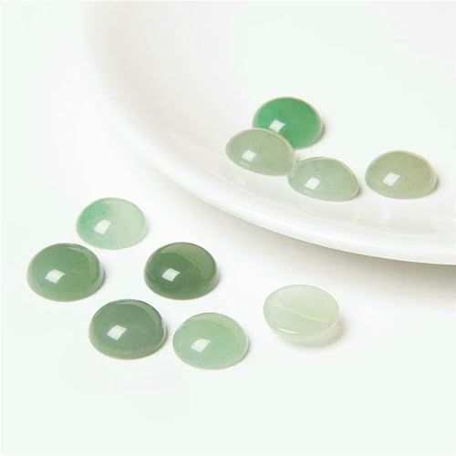 10 Stück/Los Naturstein-Cabochons, runde Perlenfassung, Cabochon-Perlen für Anhänger, Ringe, Ohrringe, Halsketten, Schmuck, DIY-Zubehör, 20.Aventurin, 8 mm von HDJSDB