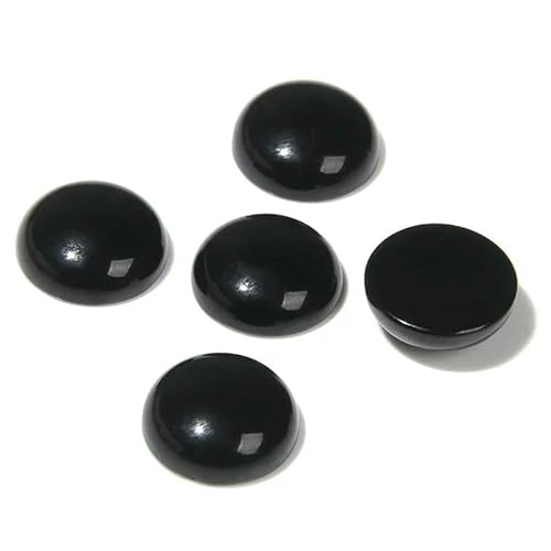 10 Stück/Los runder Stein 4/6/8/10/12/14,0 mm natürlicher Tigerauge-Labradorit-Jaspis-Kamee passend für DIY-Ringe, Halsketten, Handarbeiten, Schwarzer Achat, von HDJSDB