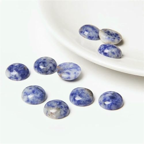 10 Stück/Lot Naturstein-Cabochons, runde Perlenfassung, Cabochon-Perlen für Anhänger, Ringe, Ohrringe, Halsketten, Schmuck, DIY-Zubehör, 23.Sodalith, 8 mm von HDJSDB
