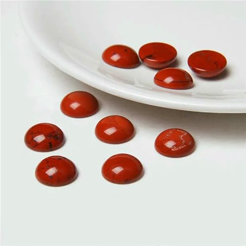 10 Stück/Lot Naturstein-Cabochons, runde Perlenfassung, Cabochon-Perlen für Anhänger, Ringe, Ohrringe, Halsketten, Schmuck, DIY-Zubehör, 5.Redstone, 10 mm von HDJSDB