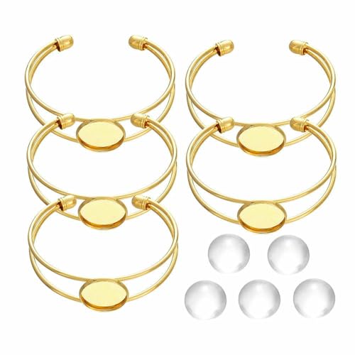 10 Stück/Set Armbandrohling-Basis mit Glas-Cabochons für DIY-Armbänder, Tablettrohlinge, Lünettenfassungen, Schmuckherstellungszubehör, Gold, 18 mm von HDJSDB