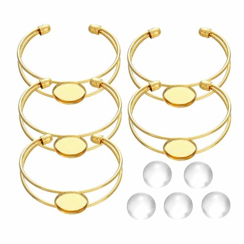 10 Stück/Set Armbandrohling-Basis mit Glascabochons für DIY-Armbänder, Tablettrohlinge, Lünettenfassungen, Schmuckherstellungszubehör, Gold, 20 mm 10 Stück/Set Armbandrohling-Basis mit Glascabochons für DIY-Armbänder, Tablettrohlinge, Lünettenfassungen, Schmuckherstellungszubehör, Gold, 20 mm von HDJSDB
