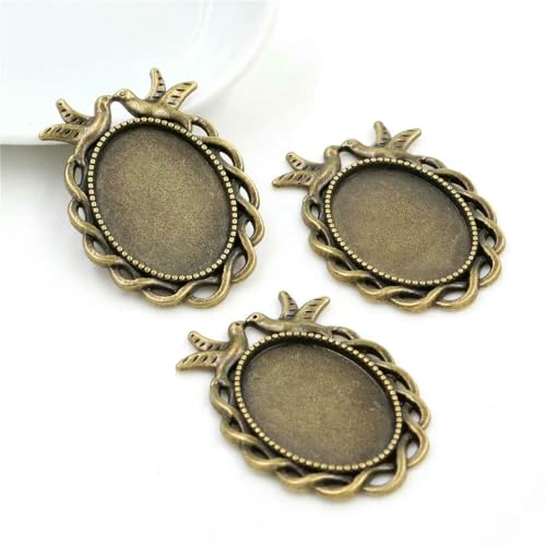 10 Stück 18x25mm Innengröße 3 Farben Klassischer Stil Kamee Cabochon Basisfassung Charms Anhänger Halskettenbefunde.-C3-52 von HDJSDB
